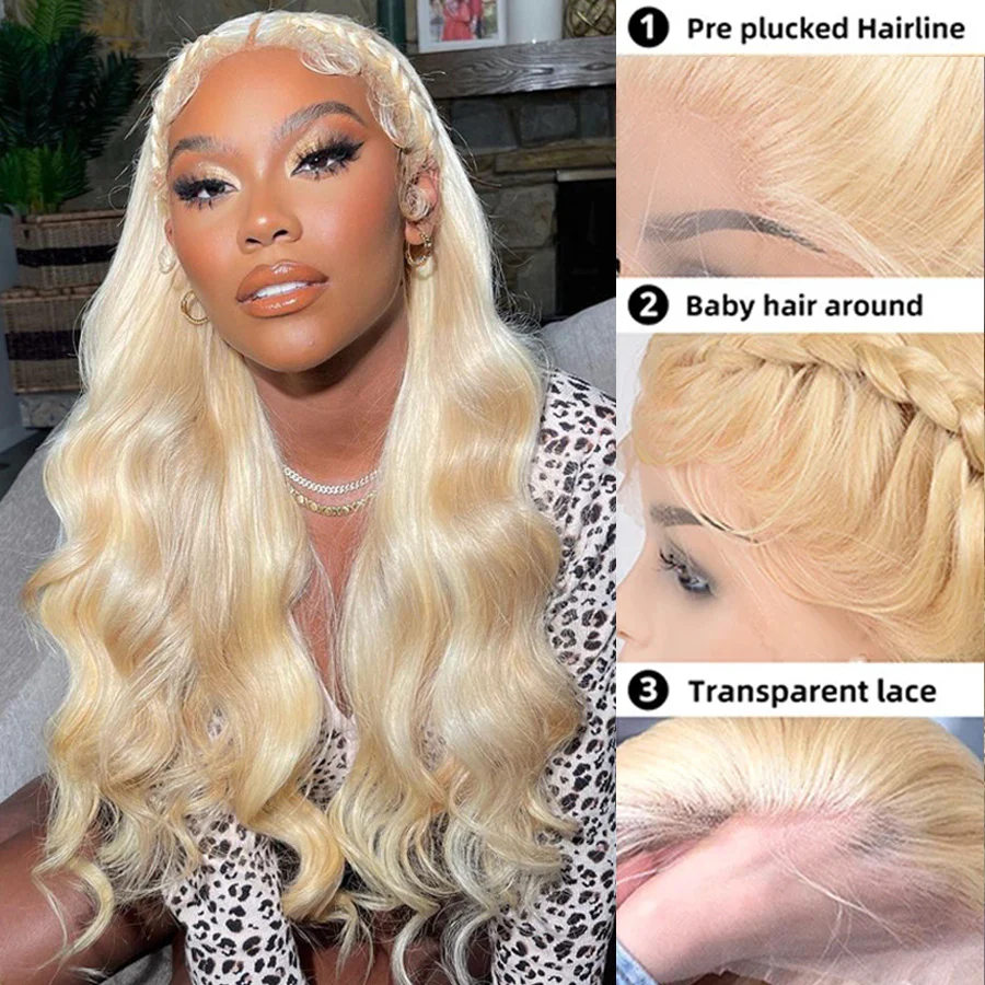 613 Blonde Body Wave And Deep Wave 13x4 HD Lace Wig Virgin Human Hair Wigs Pre-Plucked Hairline With Baby Hair-Amanda Hair - Image 3