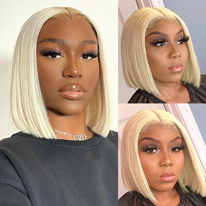 613 Blonde Straight 13x4 Short Bob Lace Frontal Wigs Pre Plucke Glueless Human Hair Wig-Amanda Hair - Image 5