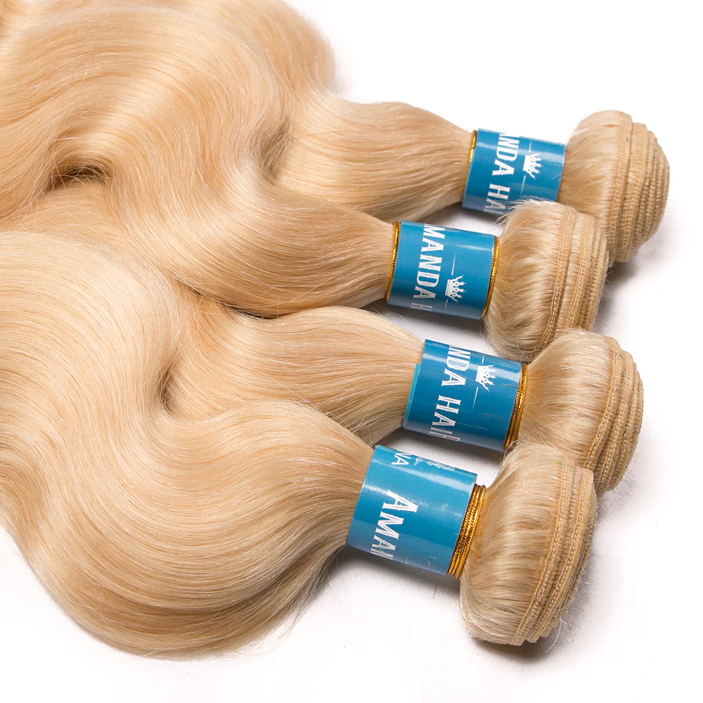 613# Blond Color Body Wave Hair Weave 4 Bundles 100% Human Hair - Amanda Hair - Image 3