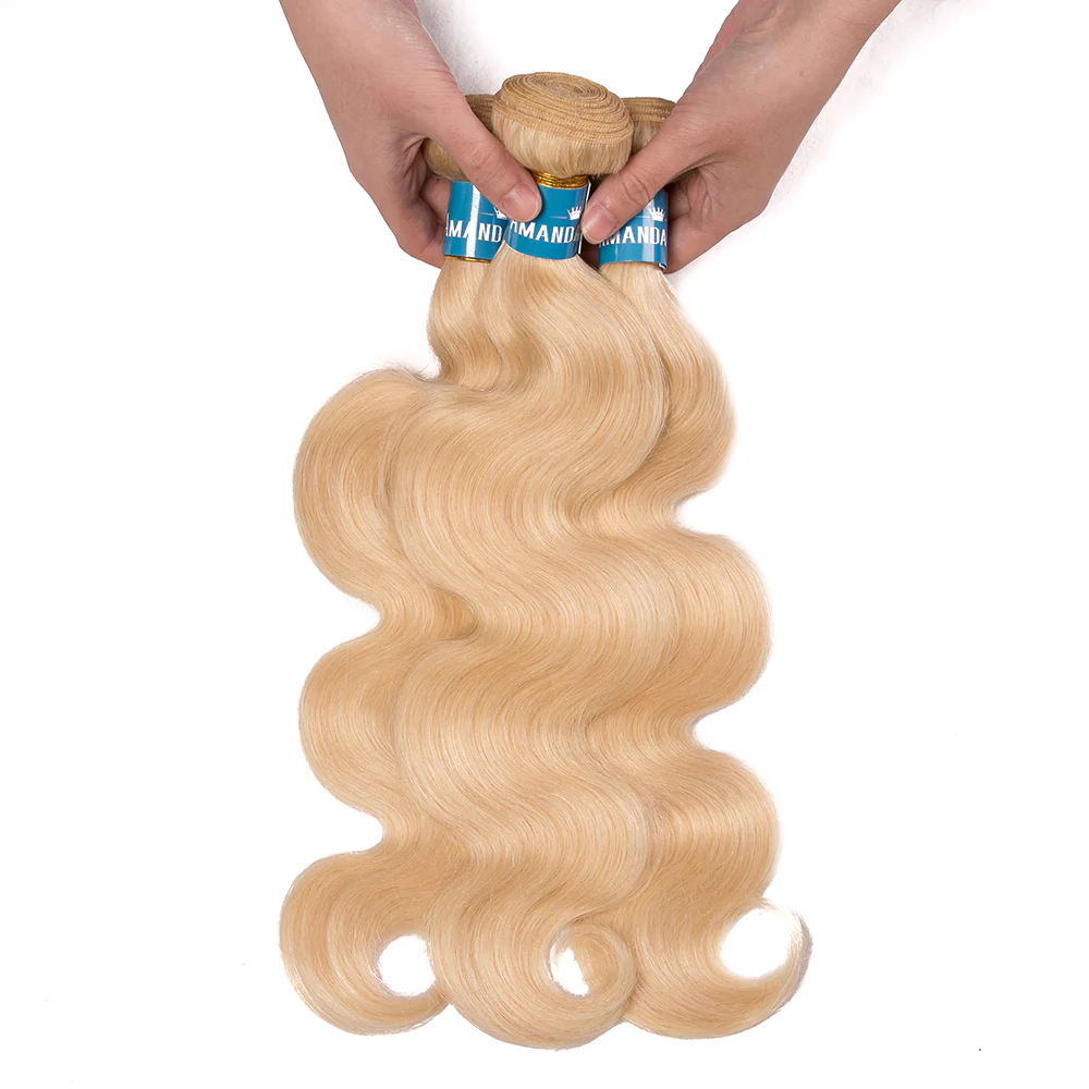 613# Blond Color Body Wave Hair Weave 4 Bundles 100% Human Hair - Amanda Hair - Image 5