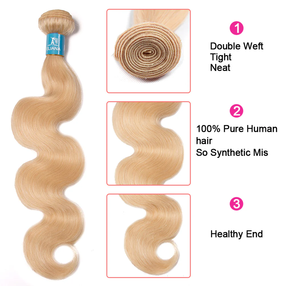 613# Blond Color Body Wave Hair Weave 4 Bundles 100% Human Hair - Amanda Hair - Image 6