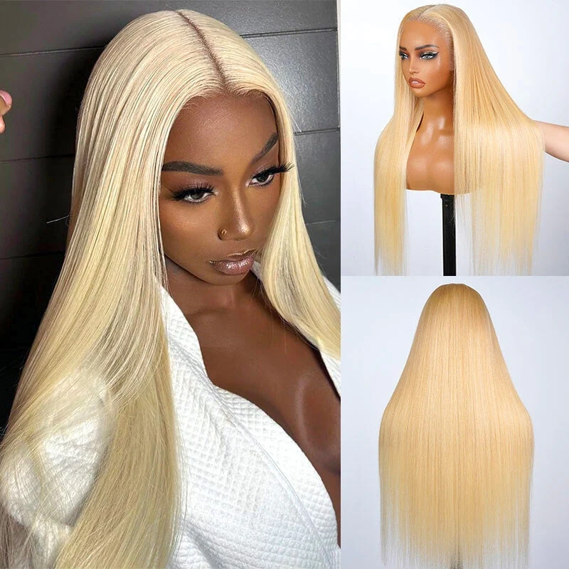 613 Stright Blonde 7x5/13x4 Pre Everything Glueless HD Transparent Lace Put On And Go Human Hair Wig-Amanda Hair - Image 4
