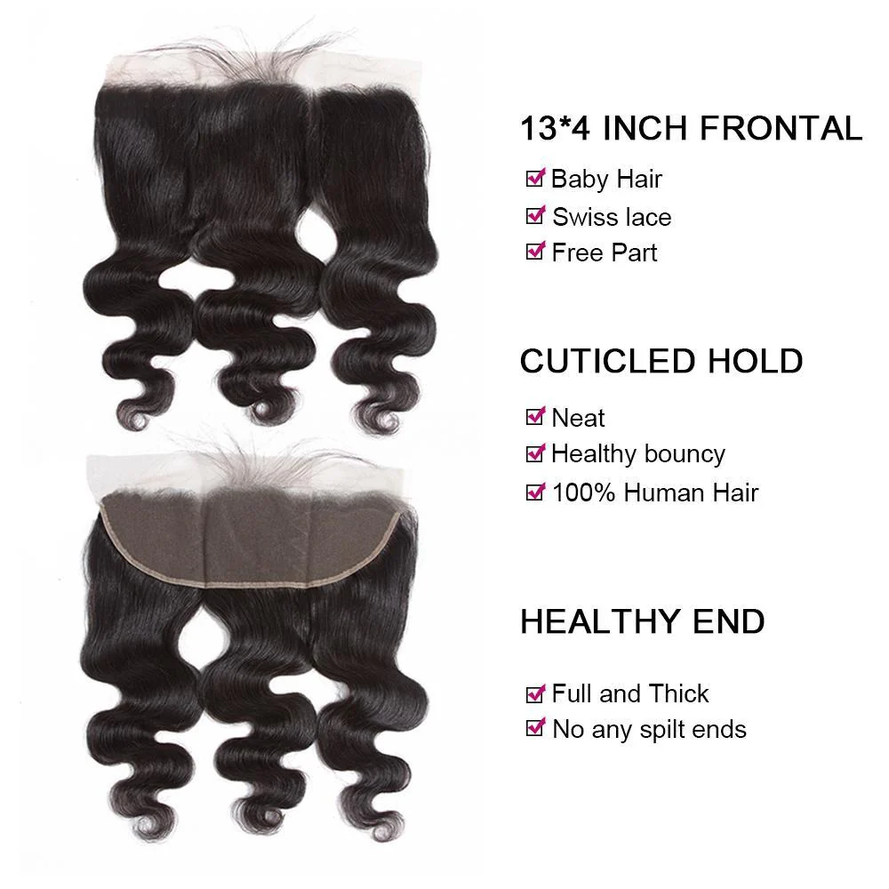 Body Wave 3 Bundles With 13*4 Frontal Weave Natural Color Indian 100% Remi Human Hair Sale Hair - Amanda Hair - Image 7