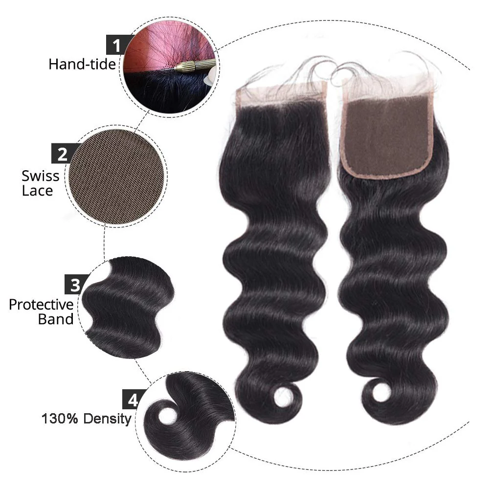Body Wave Brazilian Hair 3 Bundles With 4*4 Lace Closure 9A Grade 100% Unprocessed Human Hair - Amanda Hair - Image 7