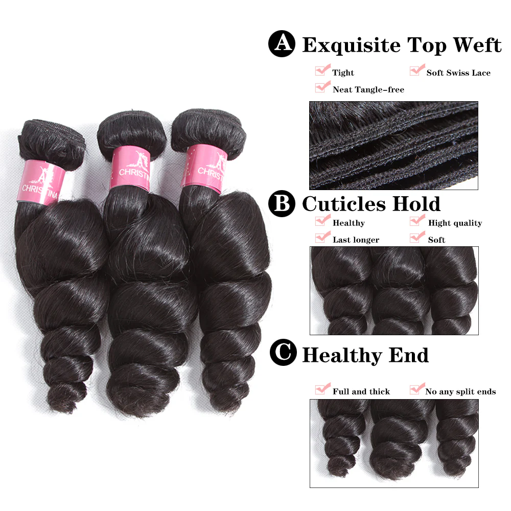 Loose Wave 4 Bundles With 4*4 Lace Closure 10A Grade Brazilian Hair 100% Remi Human Hair - Amanda Hair - Image 6