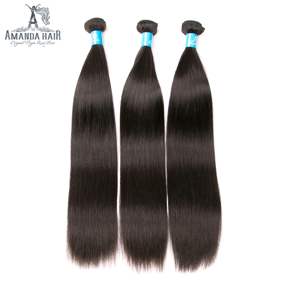 Brazilian Straight Hair 3 Bundles With 13*4 Lace Frontal 9A Grade 100% Unprocessed Human Hair No Tangles - Amanda Hair - Image 3
