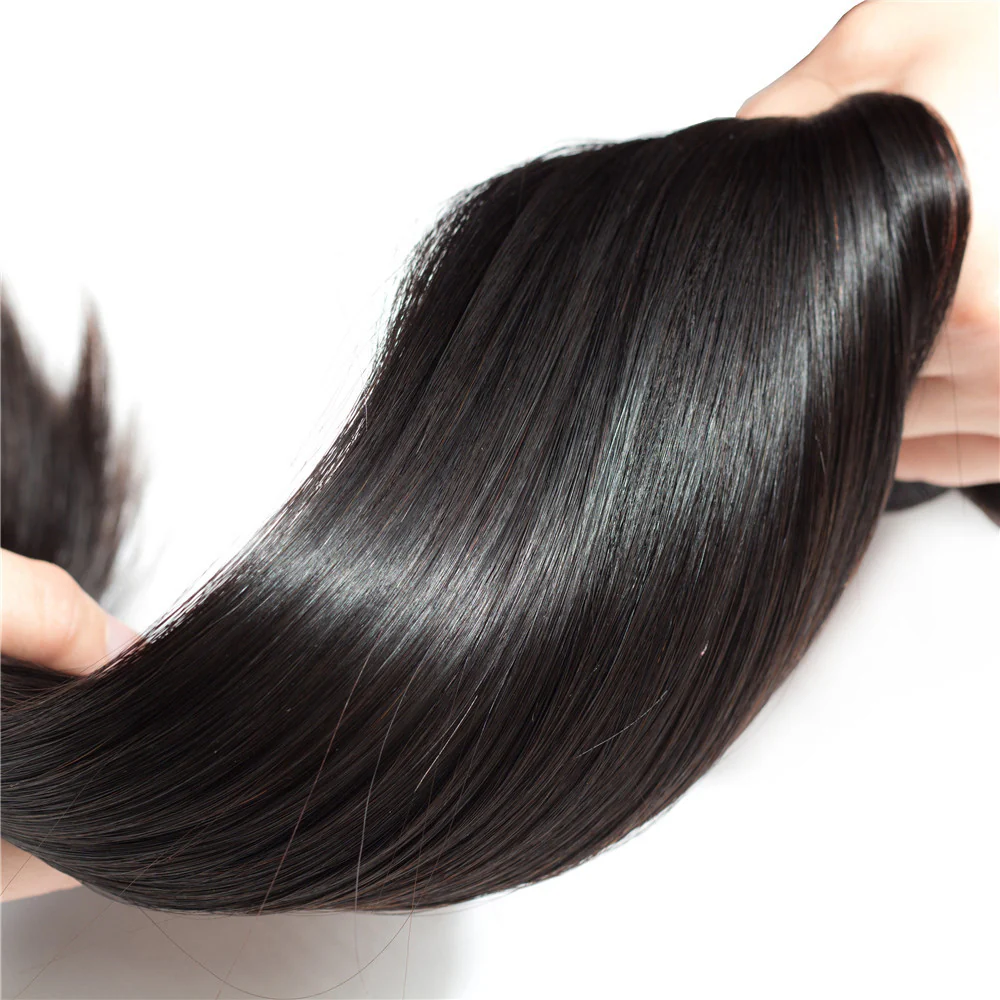 Brazilian Straight Hair 3 Bundles With 13*4 Lace Frontal 9A Grade 100% Unprocessed Human Hair No Tangles - Amanda Hair - Image 4