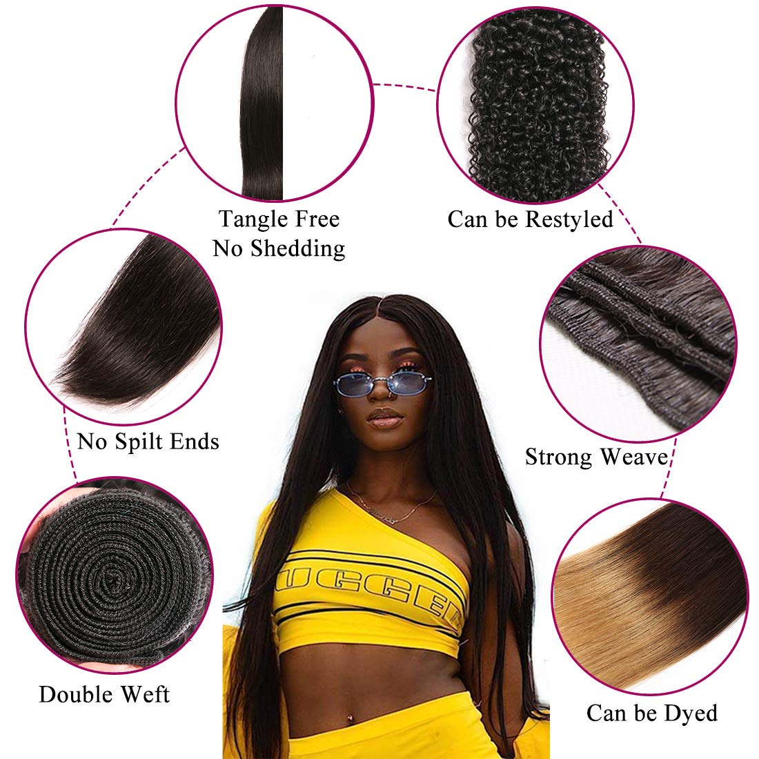 Brazilian Straight Hair 3 Bundles With 13*4 Lace Frontal 9A Grade 100% Unprocessed Human Hair No Tangles - Amanda Hair - Image 6