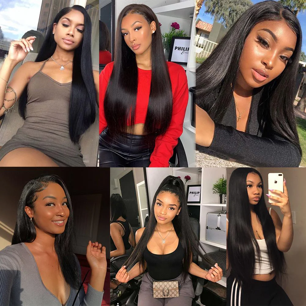Brazilian Straight Hair 3 Bundles With 13*4 Lace Frontal 9A Grade 100% Unprocessed Human Hair No Tangles - Amanda Hair - Image 9