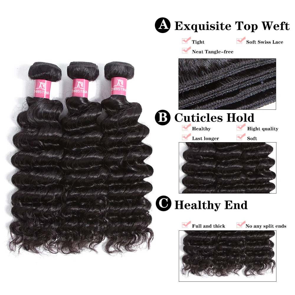 Deep Wave Hair Bundle 100% Human Virgin Hair Wave Hair - Amanda Hair - Image 6