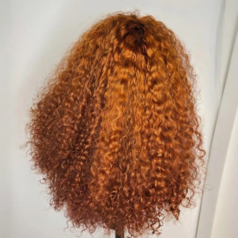 Ginger Orange Color 4x4 / 13x4 Curly Glueless Lace Front 180% Density Short Bob Human Hair Wigs Flash Sale - Image 5