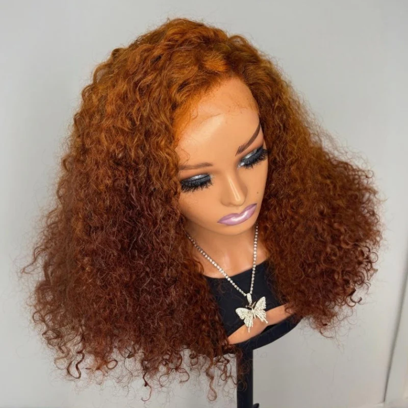 Ginger Orange Color 4x4 / 13x4 Curly Glueless Lace Front 180% Density Short Bob Human Hair Wigs Flash Sale - Image 6
