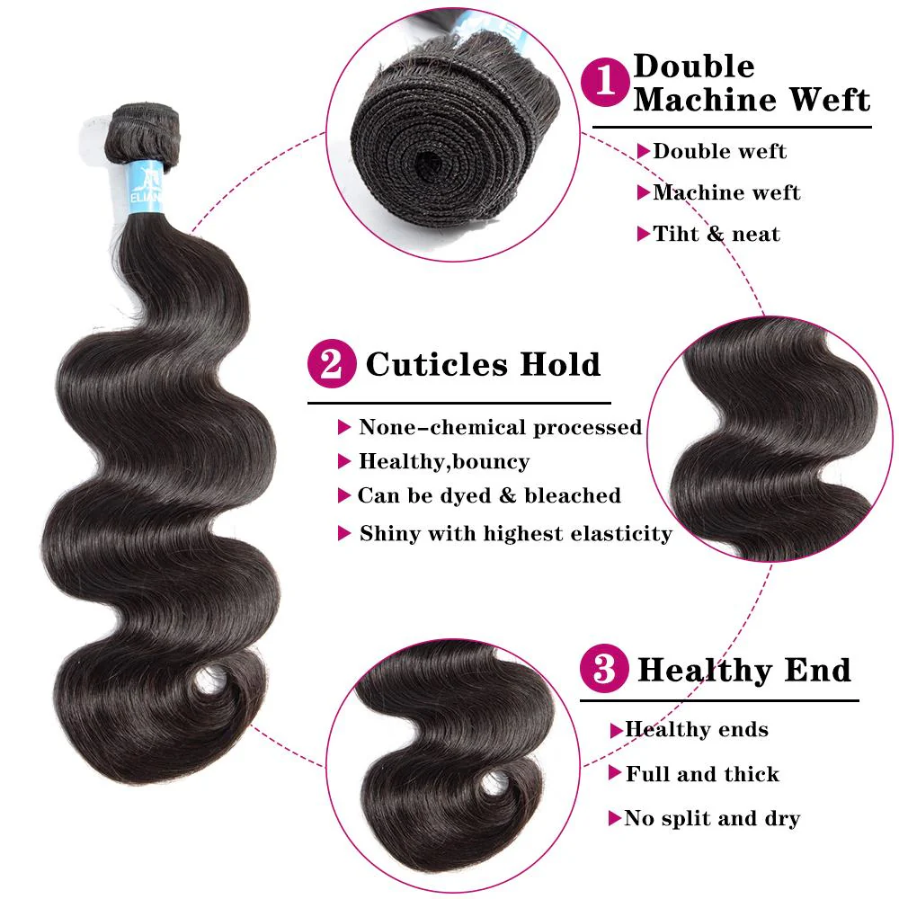 Brazilian Body Wave 4 Bundles With 13*4 Lace Frontal 9A Grade 100% Unprocessed Human Hair - Amanda Hair - Image 5