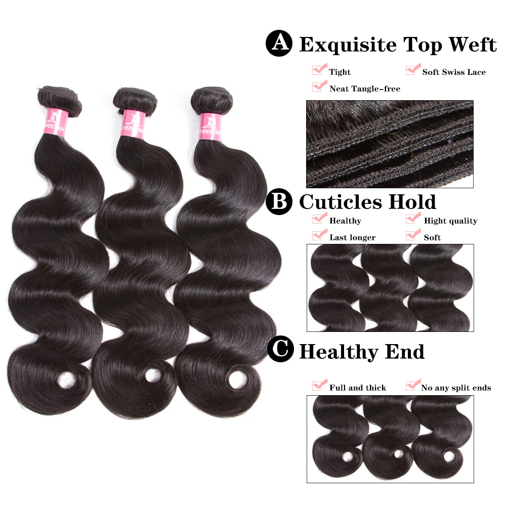 Brazilian Body Wave 4 Bundles With 4*4 Lace Closure 10A Grade 100% Remi Human Hair - Amanda Hair - Image 7