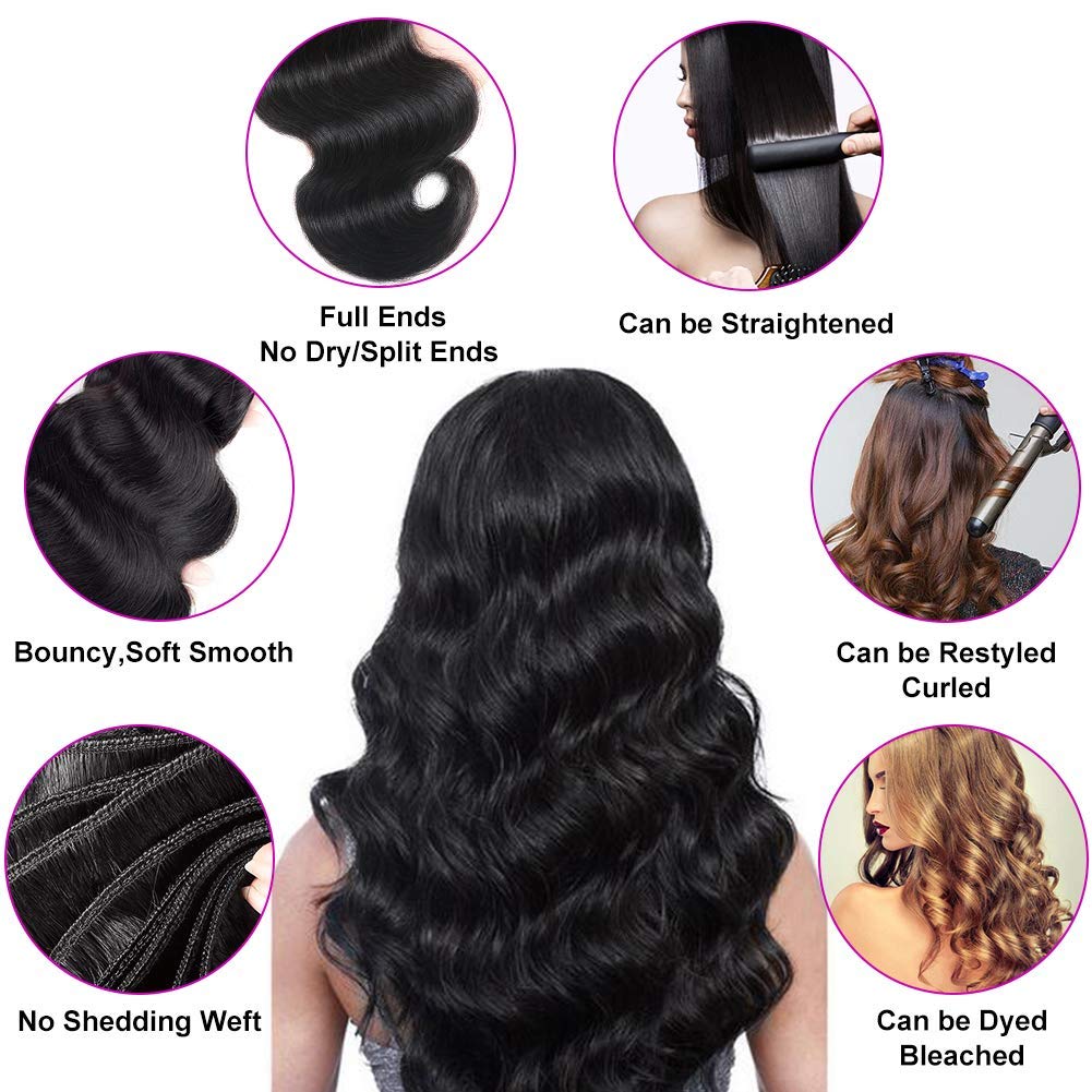 Brazilian Body Wave 4 Bundles With 4*4 Lace Closure 9A Grade 100% Unprocessed Human Hair - Amanda Hair - Image 7
