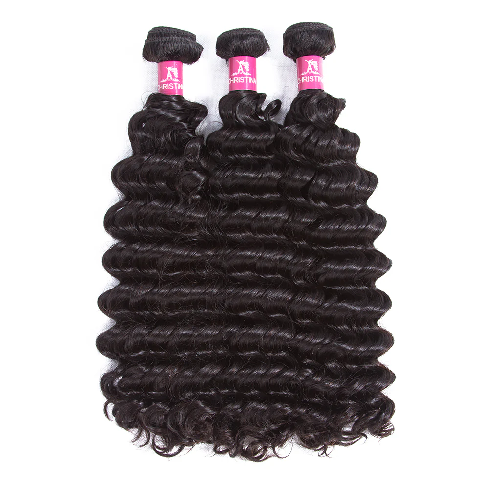 Deep Wave 4 Bundles With 13*4 Lace Frontal Brazilian Hair 10A Grade 100% Remi Human Hair Soft Shiny Wave Hair - Amanda Hair - Image 3