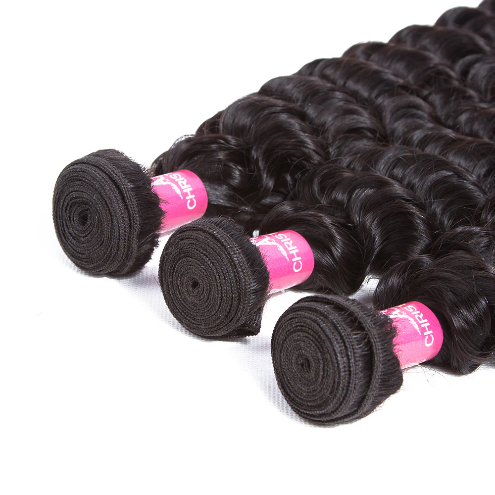 Deep Wave 4 Bundles With 13*4 Lace Frontal Brazilian Hair 10A Grade 100% Remi Human Hair Soft Shiny Wave Hair - Amanda Hair - Image 4