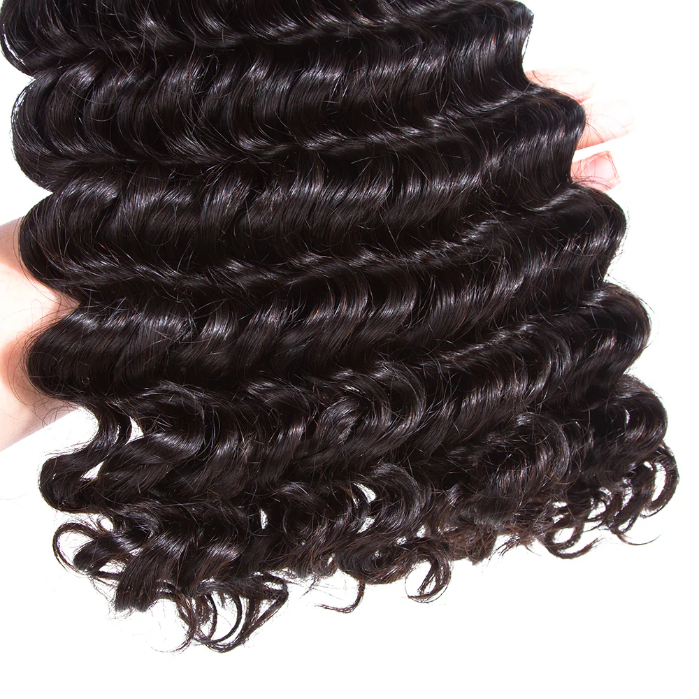 Deep Wave 4 Bundles With 13*4 Lace Frontal Brazilian Hair 10A Grade 100% Remi Human Hair Soft Shiny Wave Hair - Amanda Hair - Image 5