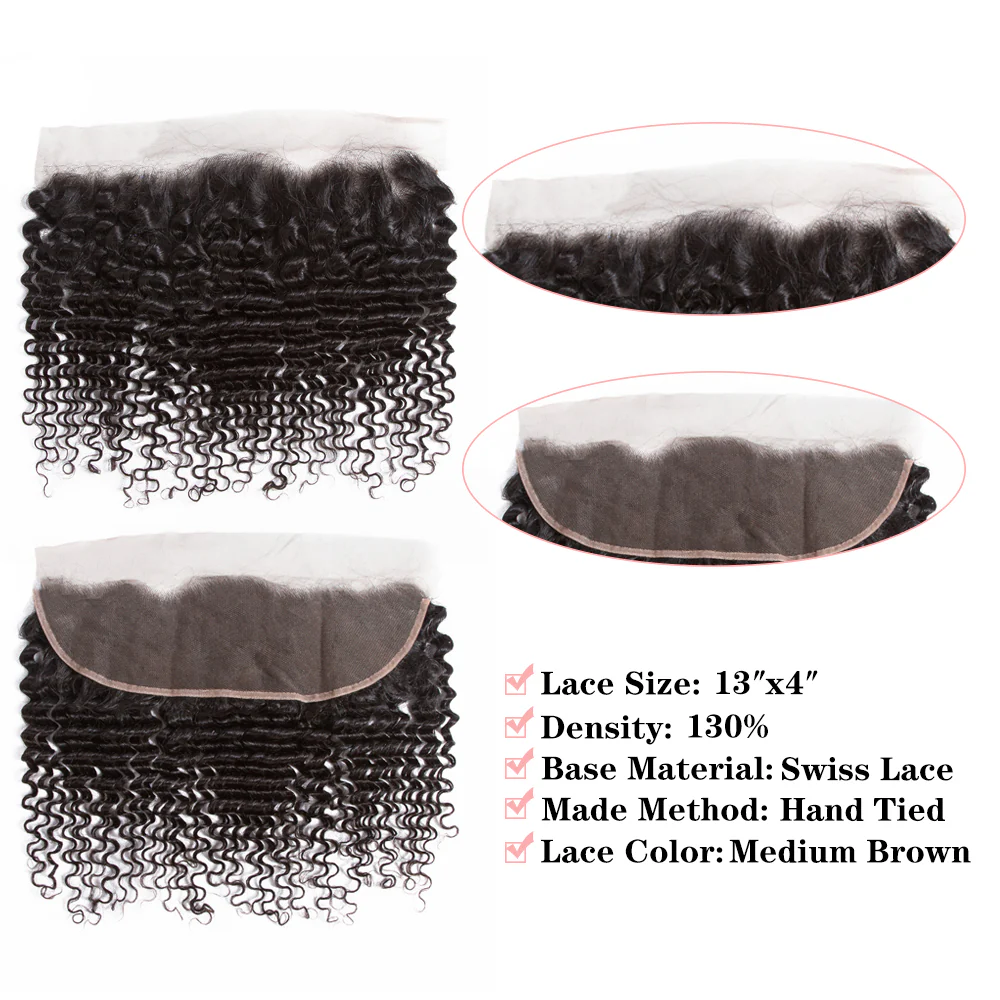 Deep Wave 4 Bundles With 13*4 Lace Frontal Brazilian Hair 10A Grade 100% Remi Human Hair Soft Shiny Wave Hair - Amanda Hair - Image 8