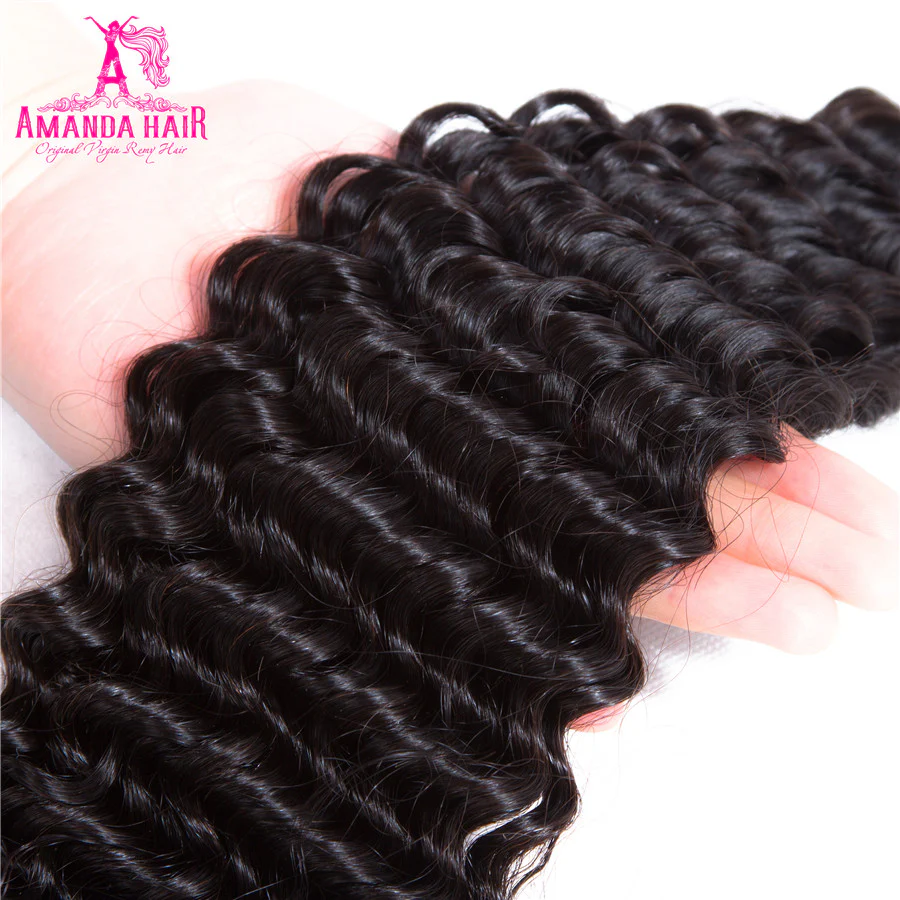 Brazilian Kinky Curly 3 Bundles With 4*4 Lace Closure 10A Grade 100% Remi Human Hair Soft Shiny Wave Hair - Amanda Hair - Image 6