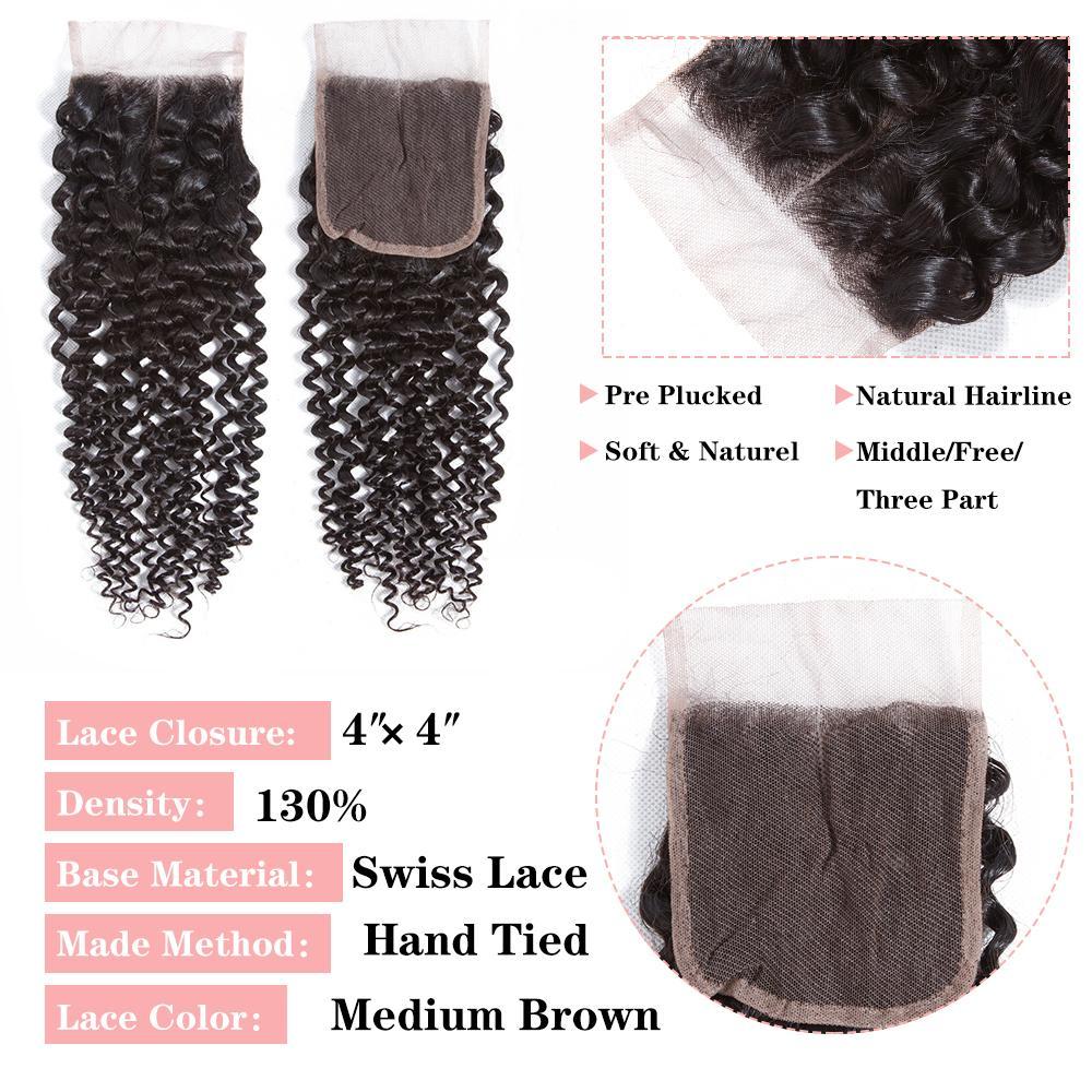 Kinky Curly 3 Bundles With 4*4 Lace Closure 9A Grade Brazilian Hair 100% Unprocessed Human Hair Christmas Hot Item - Amanda Hair - Image 7
