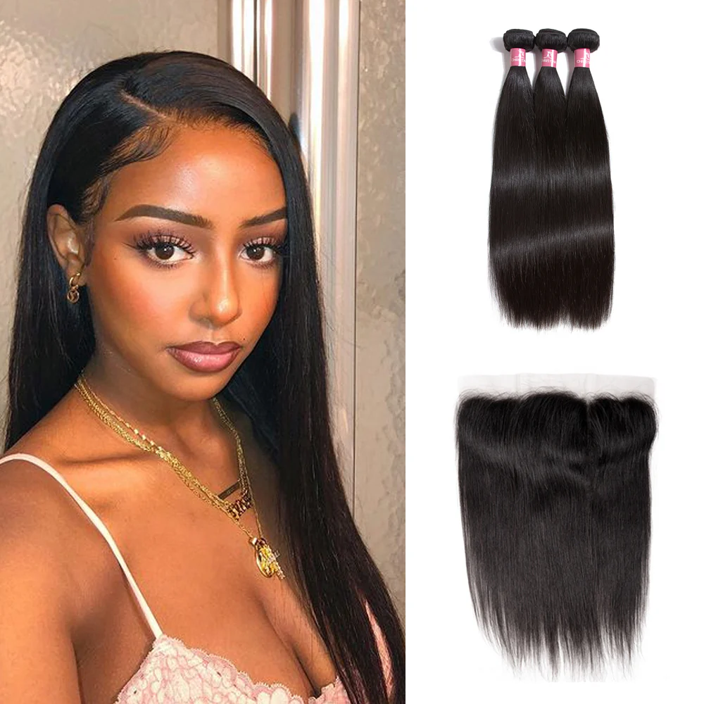 Straight Brazilian Hair 3 Bundles With 13*4 Lace Frontal 10A Grade 100% Remy Human Hair - Amanda Hair - Image 8