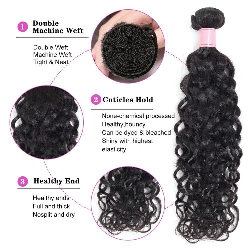 Water Wave 4 Bundles With 13*4 Lace Frontal 10A Grade Brazilian Hair 100% Remi Human Hair Soft Shiny Wave Hair - Amanda Hair - Image 4