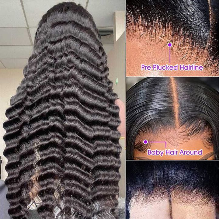 Glueless Loose Deep Wave Wigs Natural Color & Highlight Blonde Virgin Human Hair Clear Transparent  Lace Front Wig Pre Plucked Hairline 180% Density - Amanda Hair - Image 3