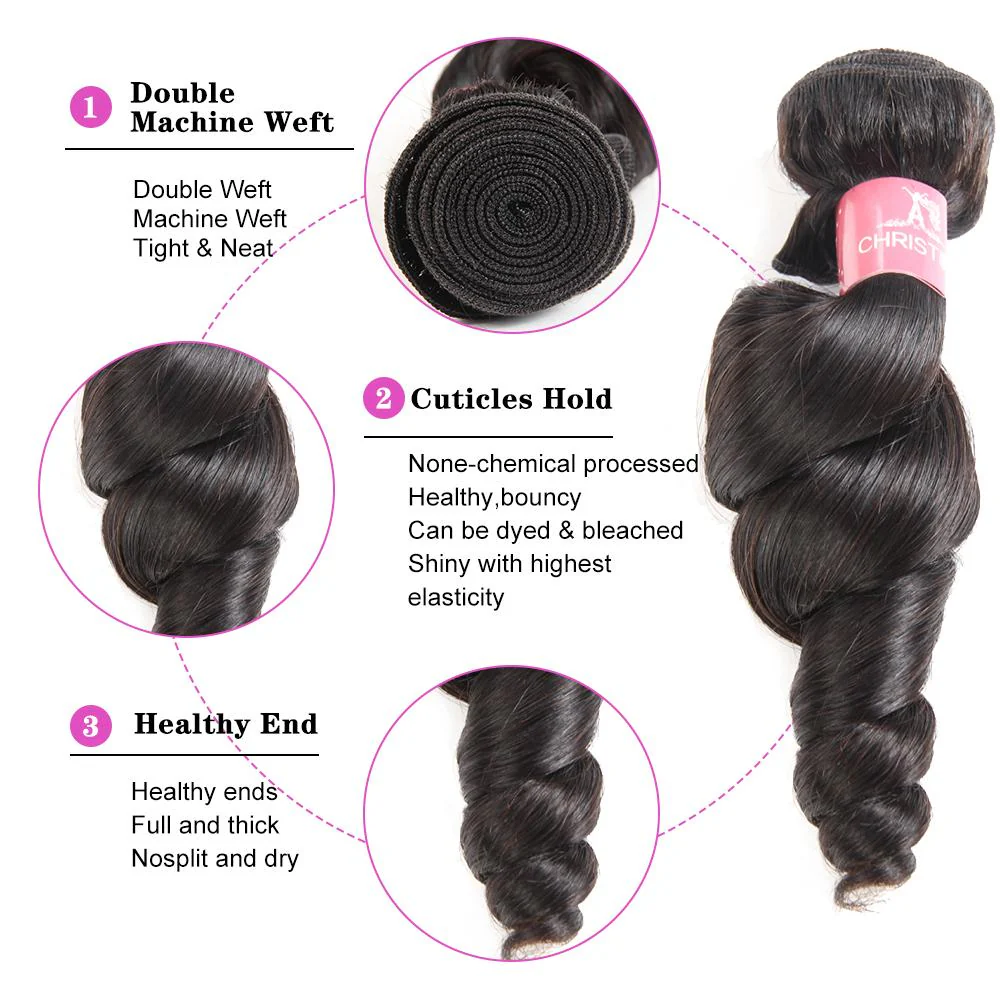 Amanda Loose Wave Hair Bundles 100% Human Virgin Hair - Image 6