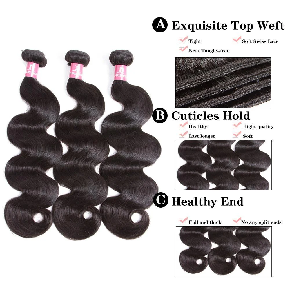 Amanda Hair Malaysian Body Wave 4 Bundles With 4*4 Lace Closure 9A Grade 100% Unprocessed Human Hair - Image 7