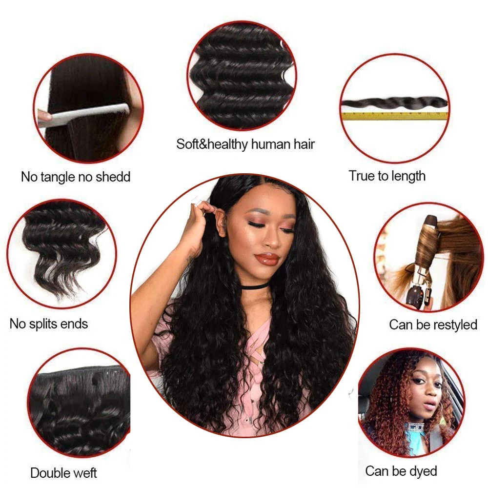 Amanda Hair Malaysian Water Wave 3 Bundles With 13*4 Lace Frontal 10A Grade 100% Remi Human Hair Attractive Curly Wave Hair - Image 7