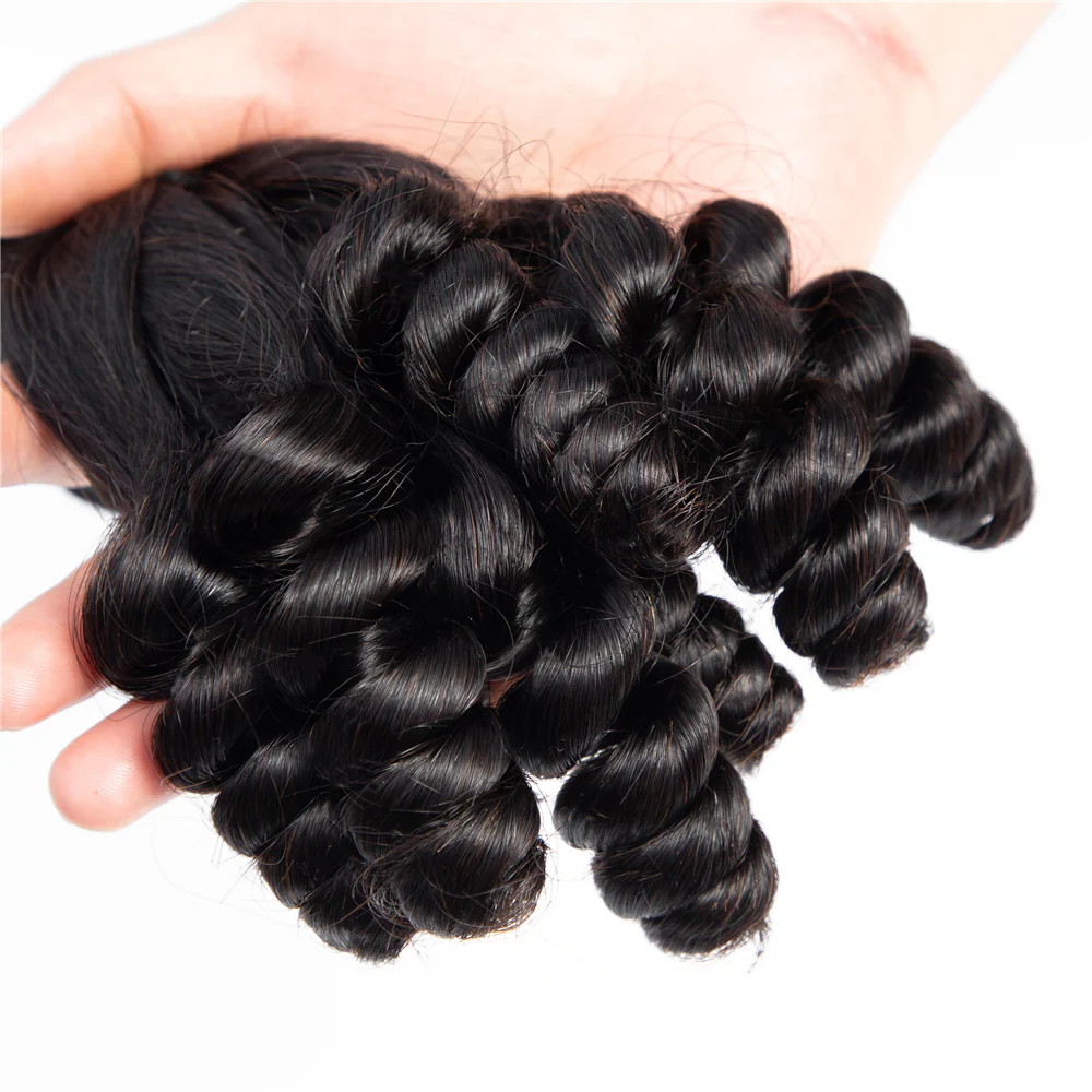 Human Hair Bundles High Quality Good Thickness Fumi Hair Loose Wave Super Double Drawn Hair Virgin Human Hair Bundles - Amanda Hair - Image 4