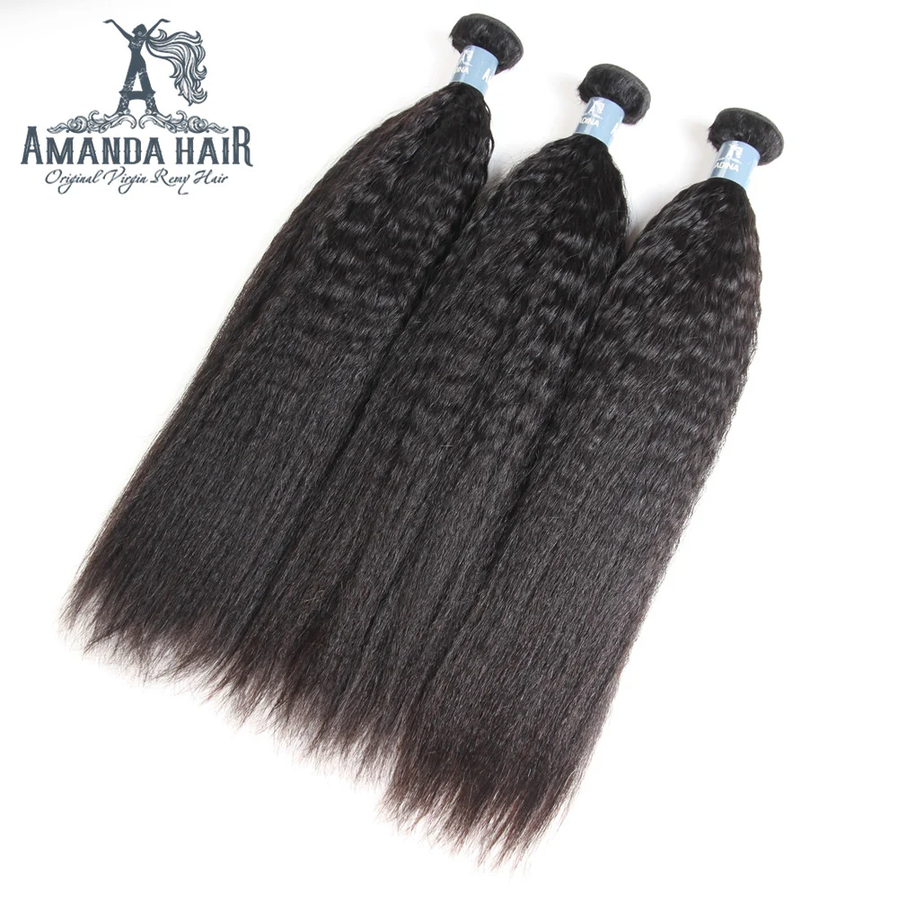 Amanda Indian Hair Kinky Straight 4 Bundles With 4*4 Lace Closure 9A Grade 100% Unprocessed Human Hair Hot Item - Image 4