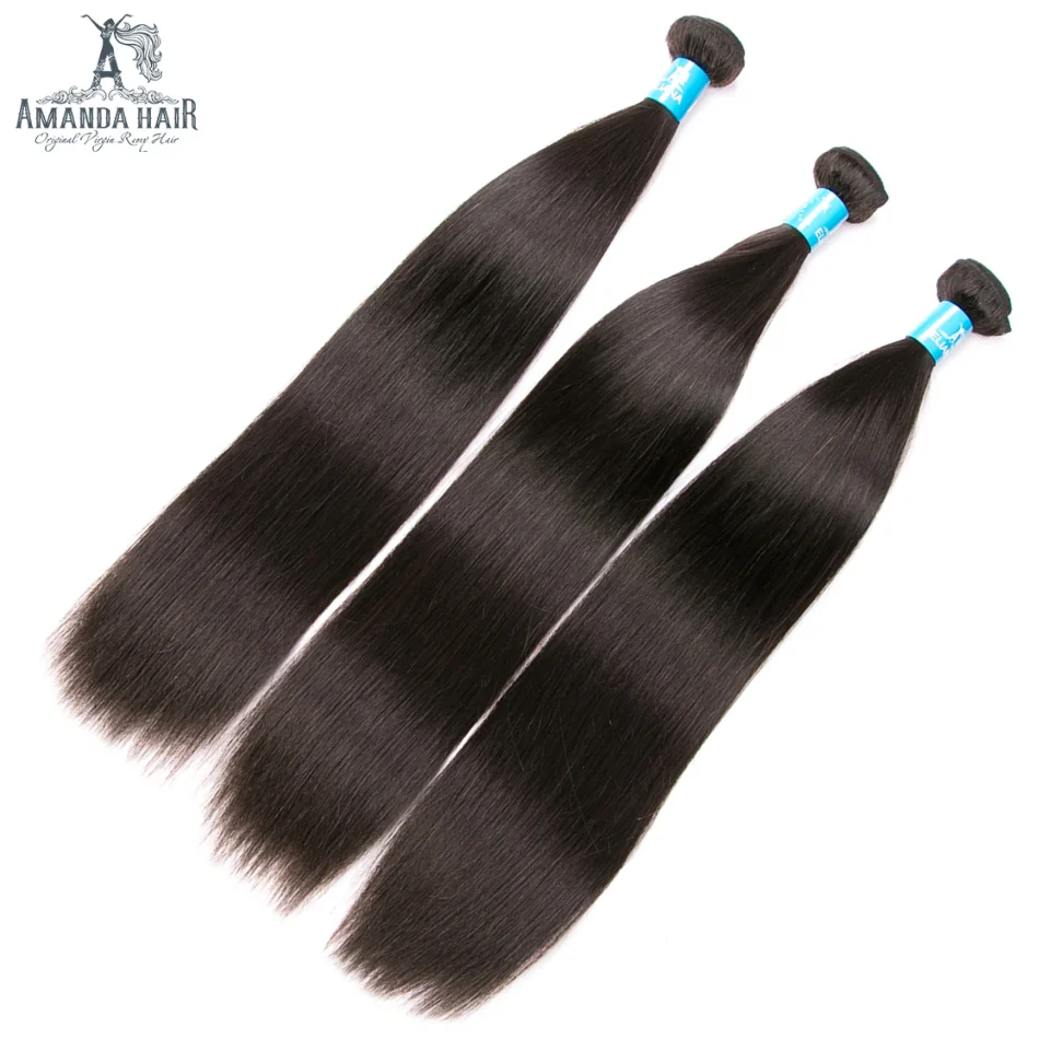 Amanda Indian Straight Hair 3 Bundles With 13*4 Lace Frontal 9A Grade 100% Unprocessed Human Hair No Tangles - Image 4