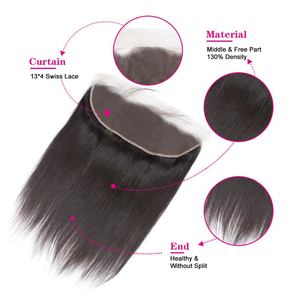 Amanda Indian Straight Hair 3 Bundles With 13*4 Lace Frontal 9A Grade 100% Unprocessed Human Hair No Tangles - Image 6