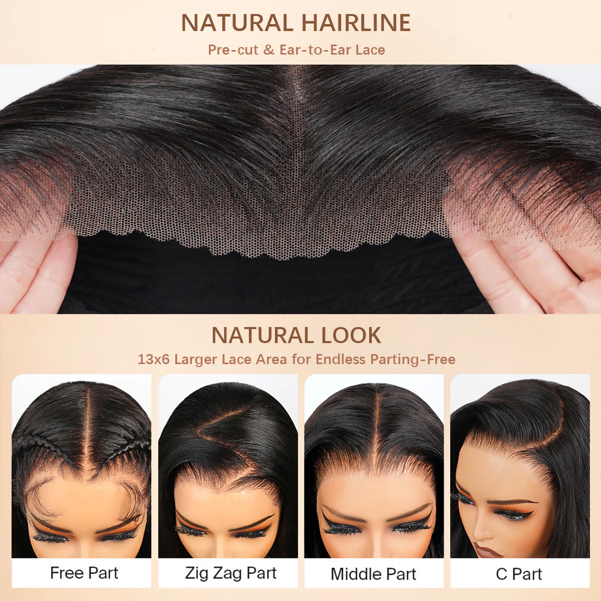 Kinky Straight 7x5 / 13x6 HD Transparent Lace Front Wigs 100% Human Virgin Hair For Women  -Amanda Hair - Image 8