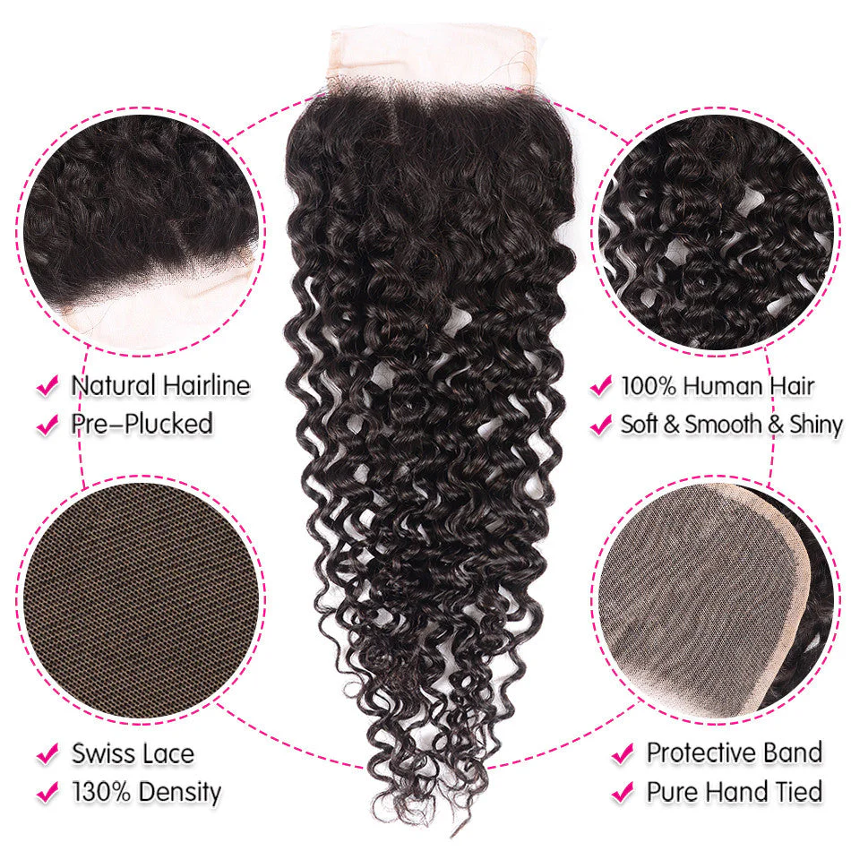 Amanda Malaysian Hair  Curly 4 Bundles With 4*4 Lace Closure 10A Grade 100% Remi Human Hair - Image 4