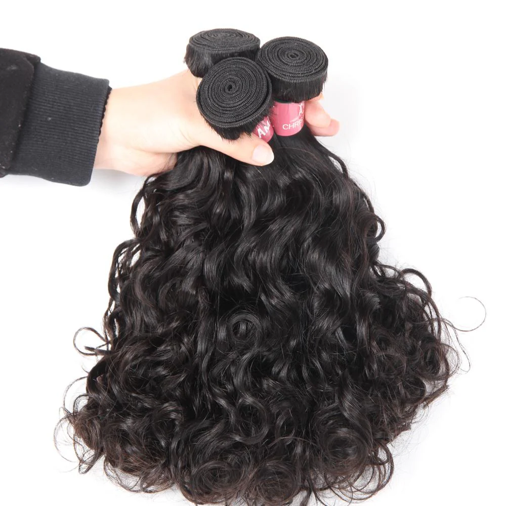 Amanda Water Wave 3 Bundles With 4*4 Lace Closure 10A Grade 100% Remi Human Hair Hot Sell Wave Bundles Hair Extensions - Image 4