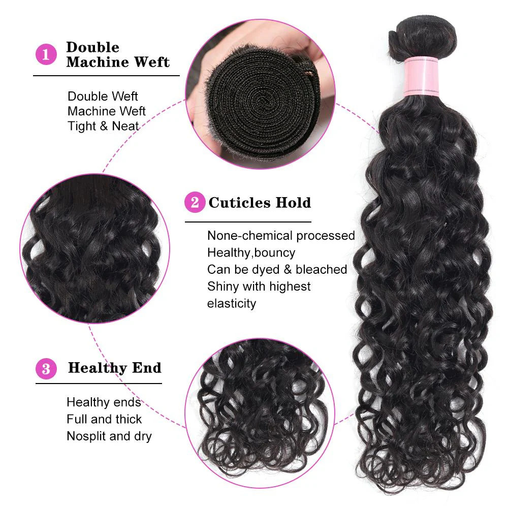 Amanda Water Wave 3 Bundles With 4*4 Lace Closure 10A Grade 100% Remi Human Hair Hot Sell Wave Bundles Hair Extensions - Image 6