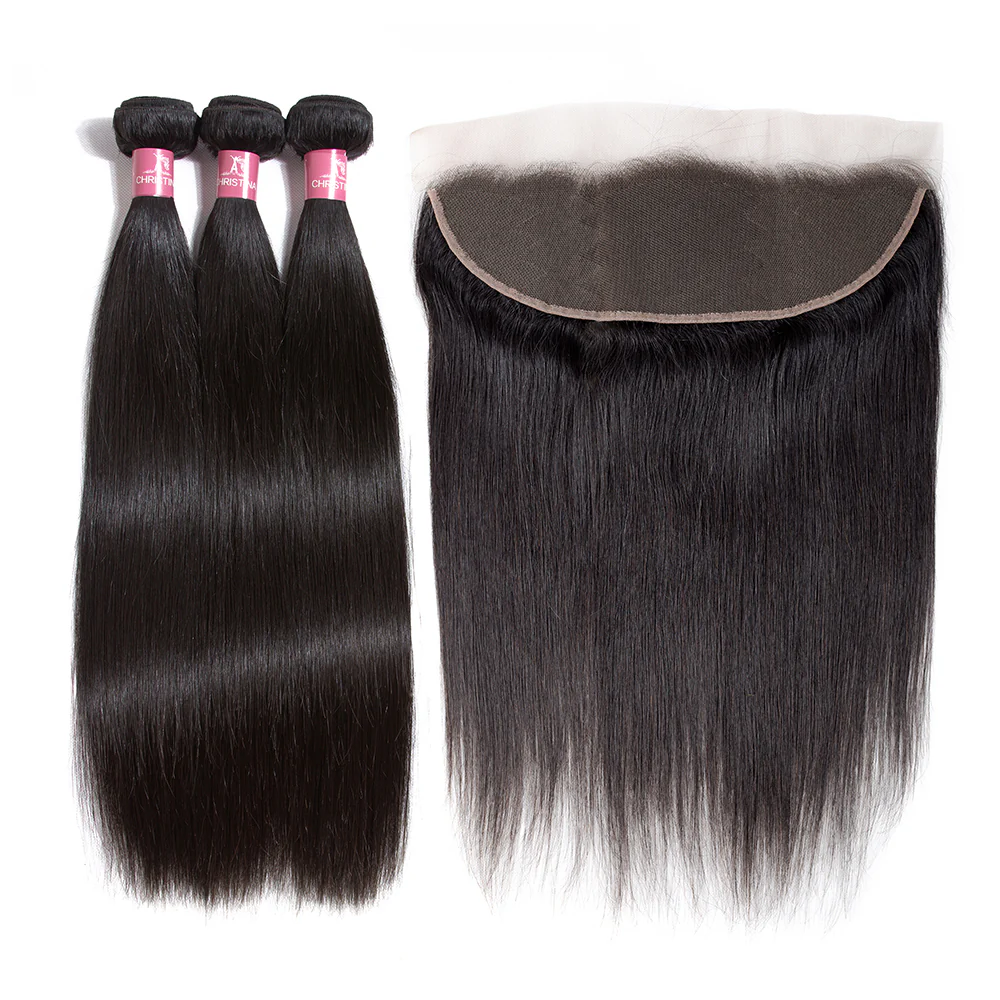 Amanda Peruvian Straight Hair 3 Bundles With 13*4 Lace Frontal 10A Grade 100% Remy Human Hair - Image 3