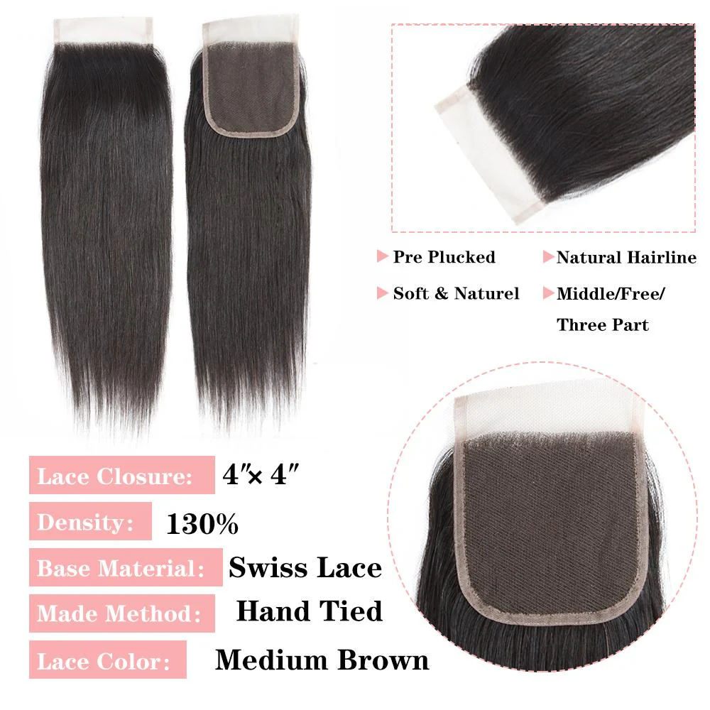 Amanda Peruvian Straight Hair 4 Bundles With 4*4 Lace Closure 9A Grade 100% Unprocessed Human Hair Hot Item - Image 8