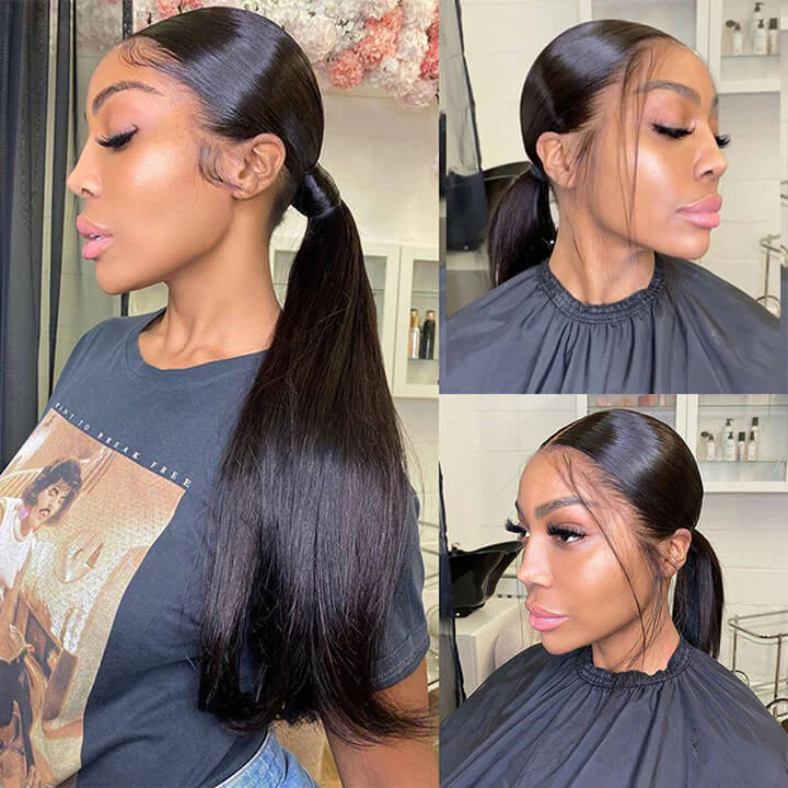 Glueless 360 Full Lace Frontal Long Straight Human Hair Lace Wig Invisible Strap For Women Amanda Hair - Image 3