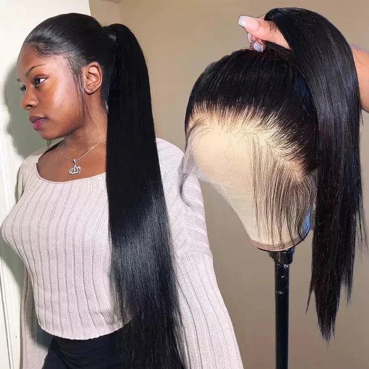 Glueless 360 Full Lace Frontal Long Straight Human Hair Lace Wig Invisible Strap For Women Amanda Hair - Image 5