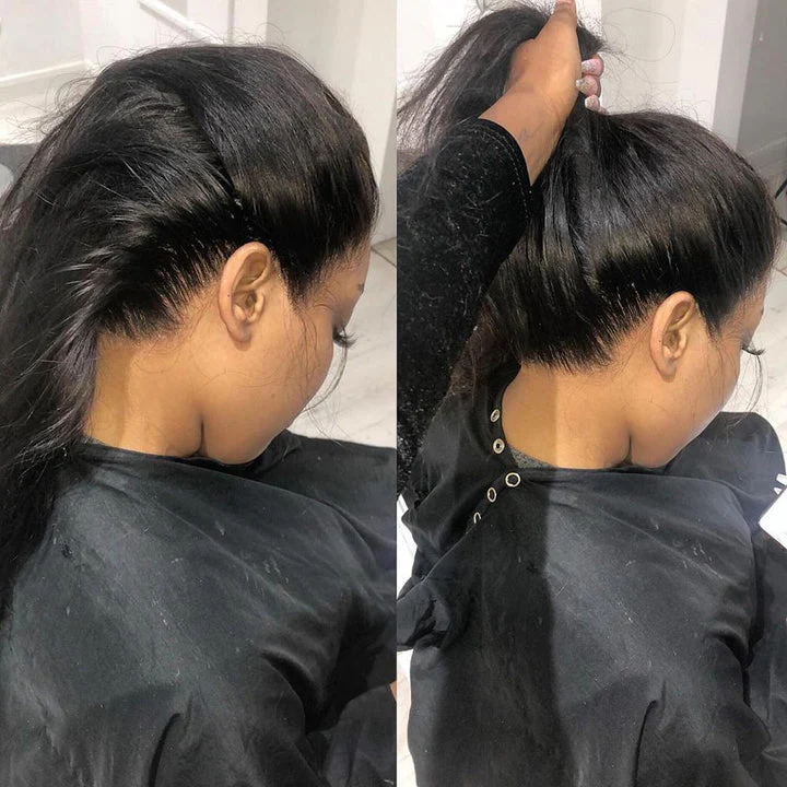 Glueless 360 Full Lace Frontal Long Straight Human Hair Lace Wig Invisible Strap For Women Amanda Hair - Image 6