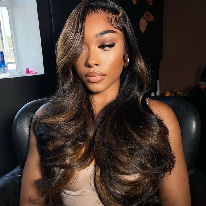 Blayage Highlight 1B/30 Color Body Wave Human Hair 13x4 Lace Front Wigs - Amanda Hair - Image 3