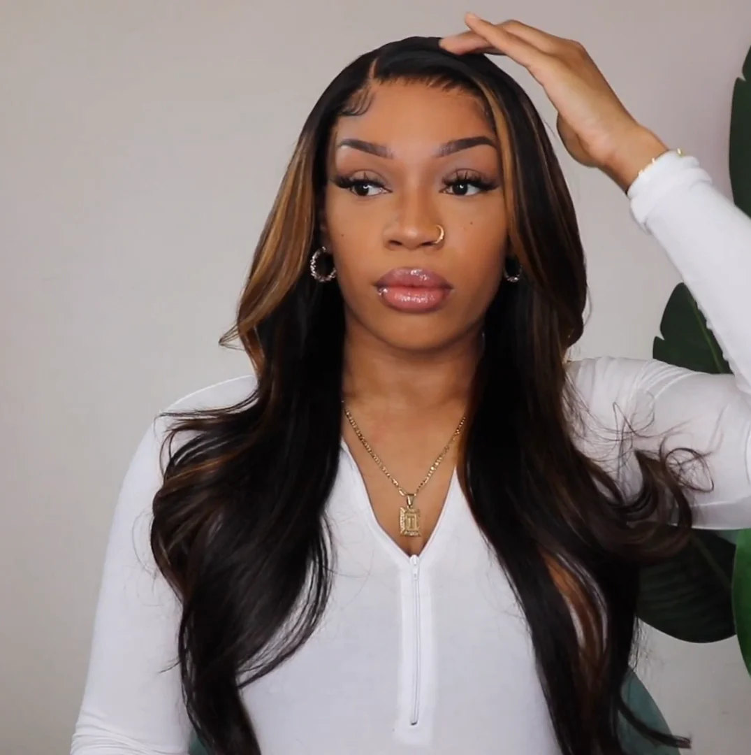 Blayage Highlight 1B/30 Color Body Wave Human Hair 13x4 Lace Front Wigs - Amanda Hair - Image 7