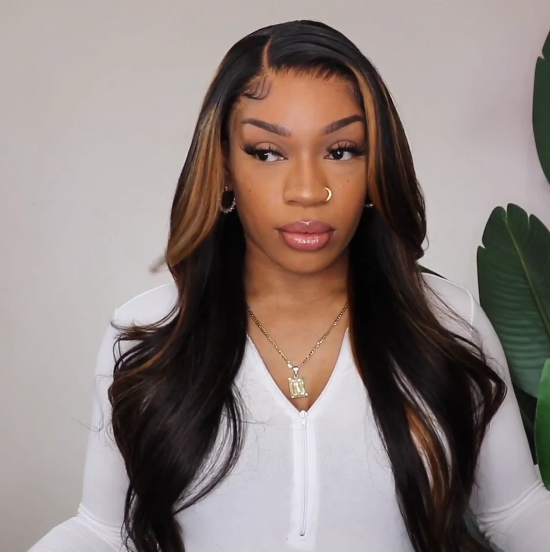 Blayage Highlight 1B/30 Color Body Wave Human Hair 13x4 Lace Front Wigs - Amanda Hair - Image 8