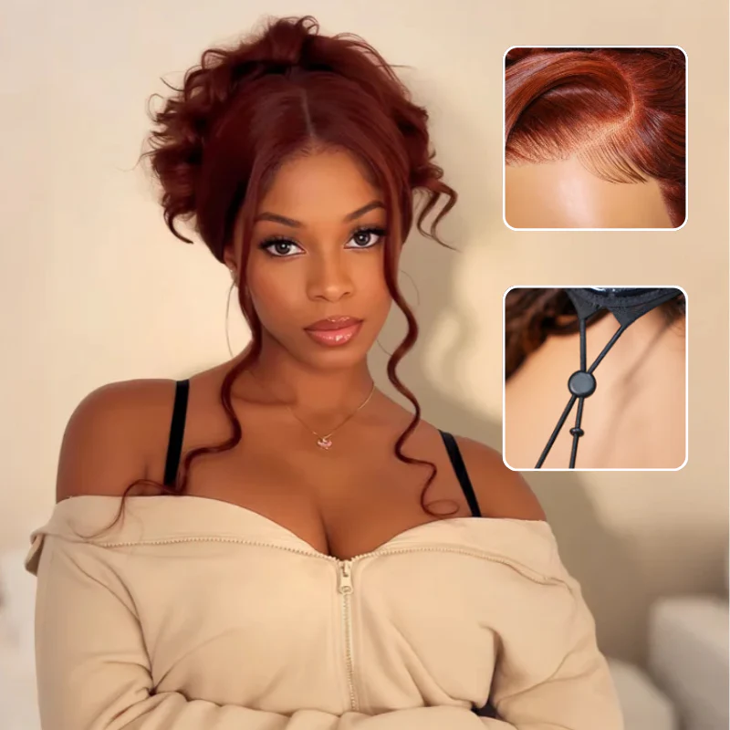 Glueless Body Wave Reddish Brown HD Transparent Lace 7x5 Lace closure /13x4 Full Lace Frontal Wig For Women - Amanda Hair - Image 3