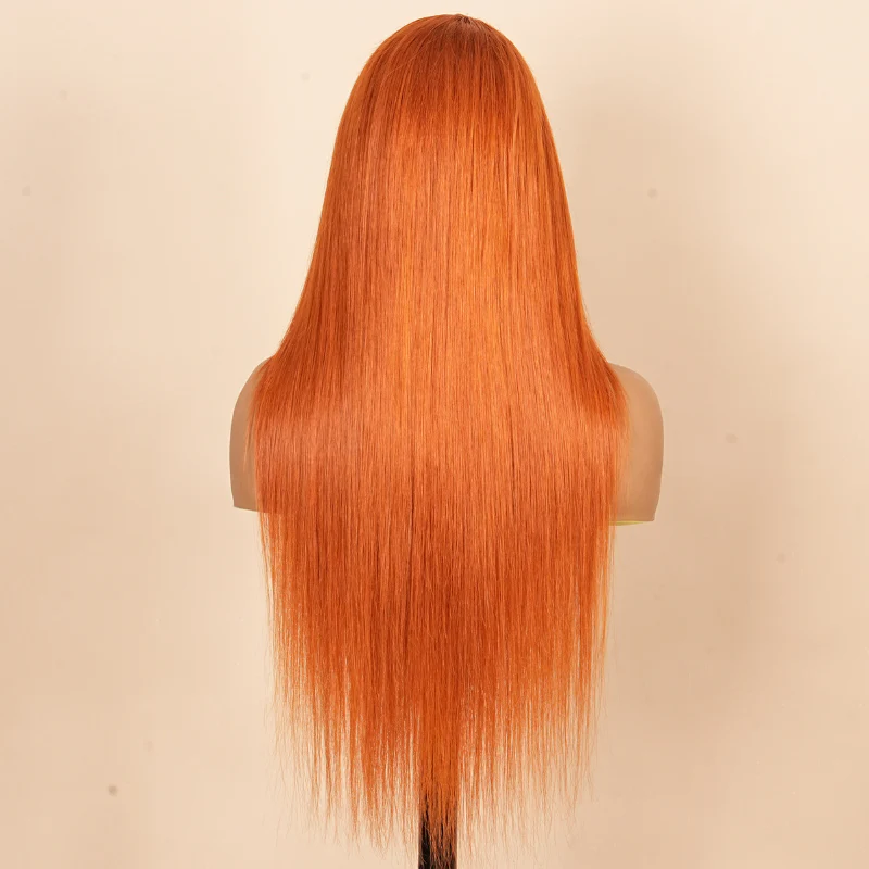Burnt Orange Straight And Body Wave 13x4 Lace Front Ginger Colored Wig Human Hair - Amanda Hairs - Image 6