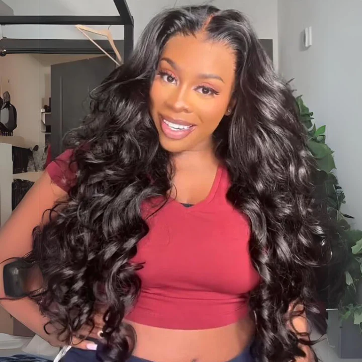 Extra 60% OFF | Glueless Loose Wave Lace Front Wigs with Curtain Bangs Clear Transparent HD Lace Wig Flash Sale - Image 4